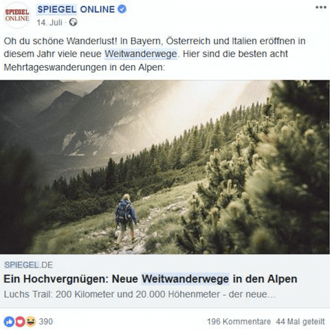 Artikel Screenshot: Neue Weitwanderwege in den Alpen